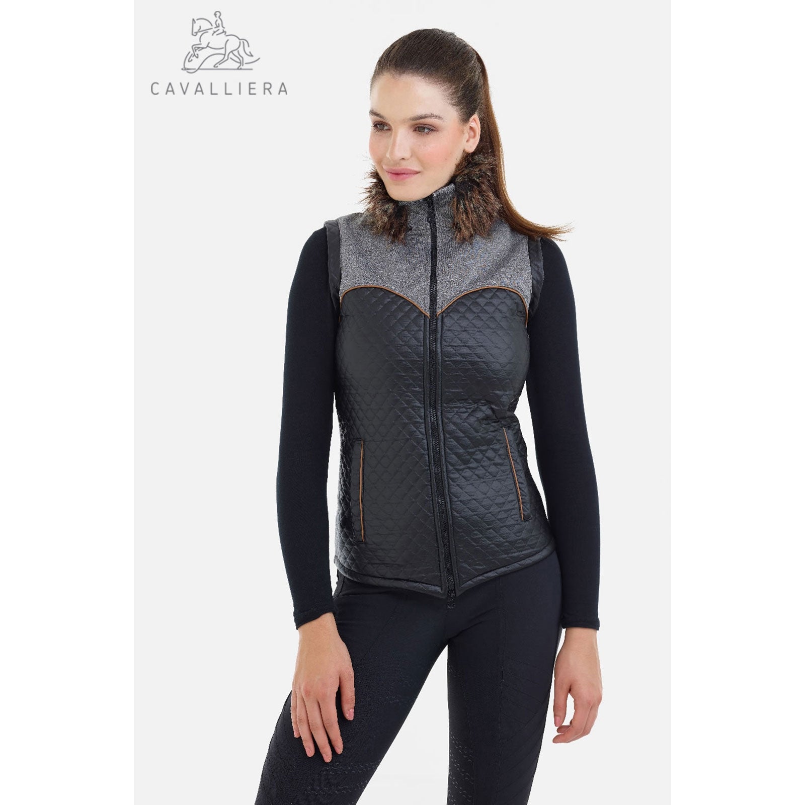 Cavalliera MAJESTY Winter Paardrijbodywarmer, softshell bont, waterdicht Dames paardrijkleding