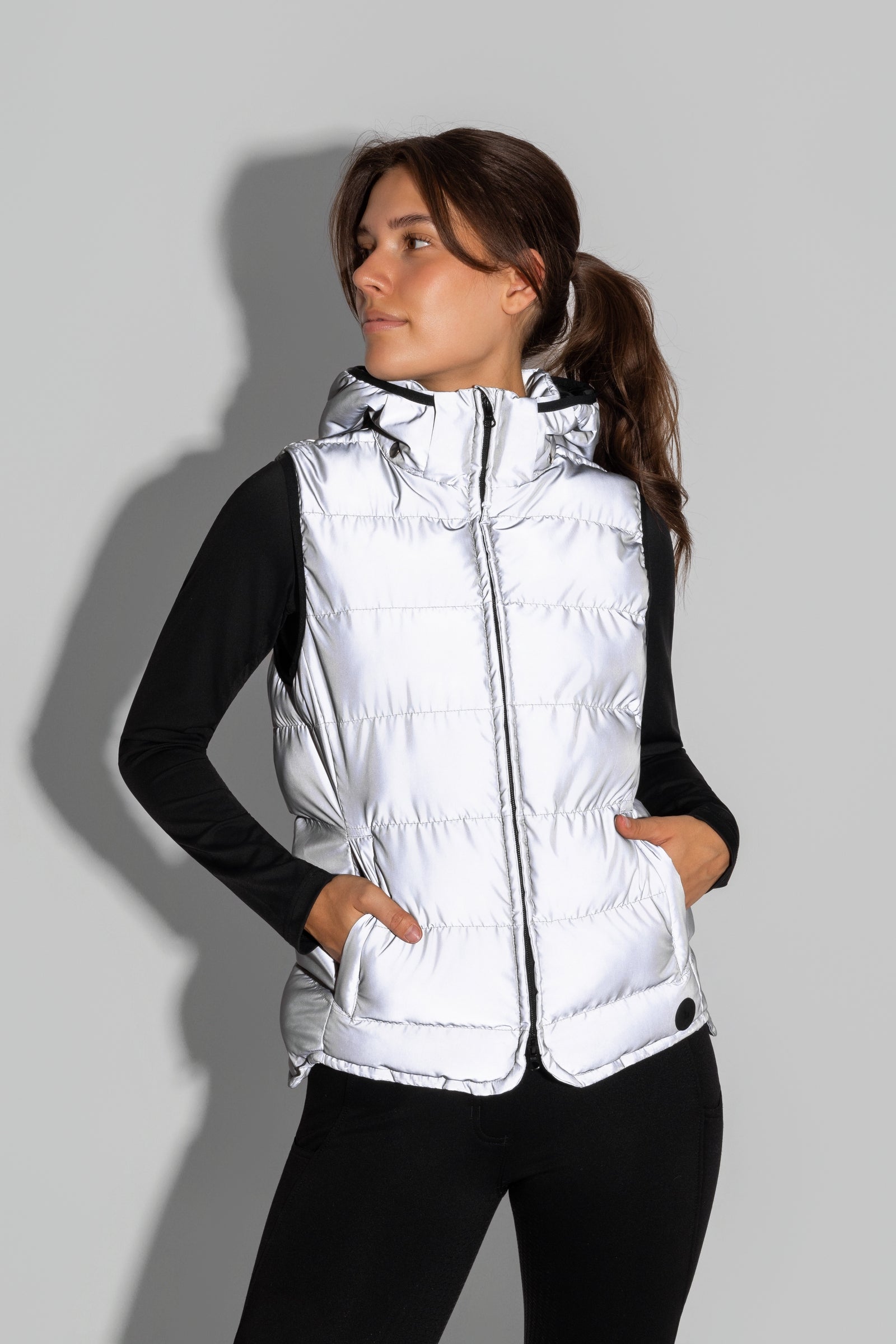 Horze Reflecterende Gevoerde Bodywarmer, dames Dames paardrijkleding