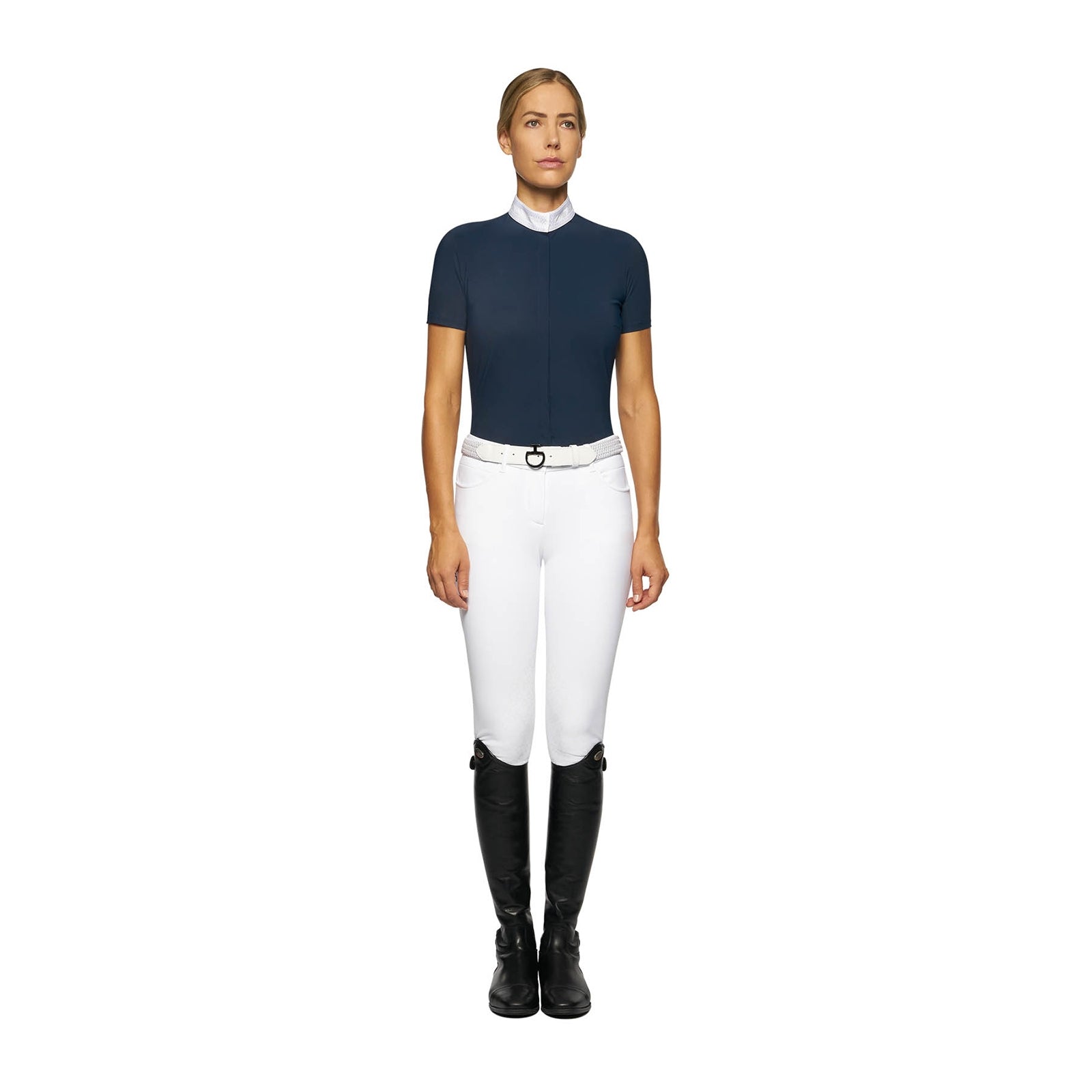 Cavalleria Toscana Embroidery Short Sleeve Show Shirt Dames paardrijkleding