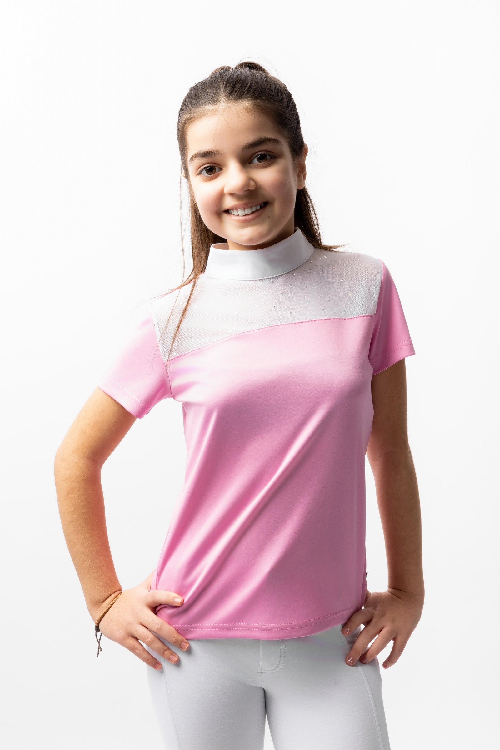 Horze Kaya wedstrijdshirt met strass details, kids Kinder paardrijkleding