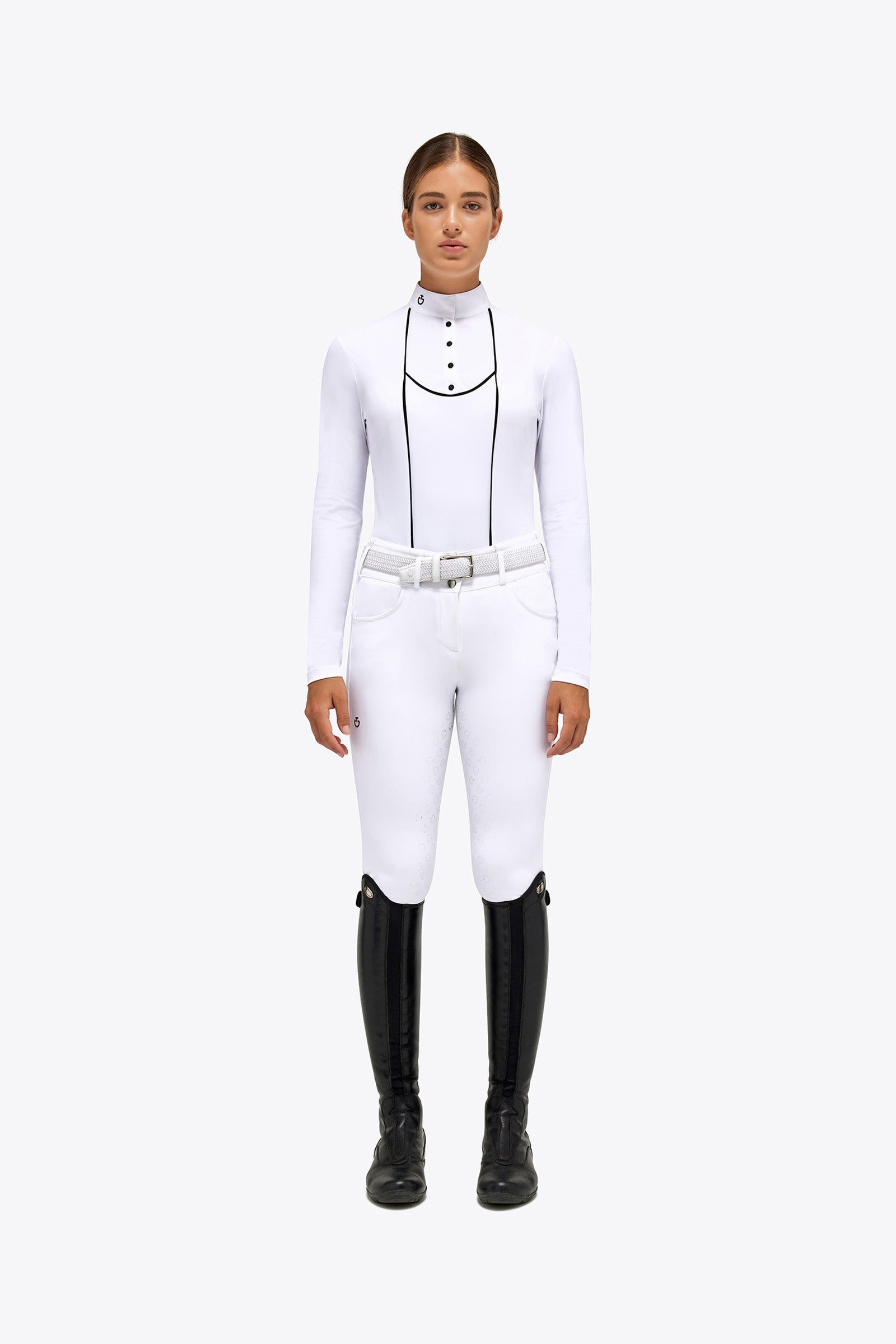 Cavalleria Toscana Tech Jersey Piqué wedstrijdshirt voor dames met lange mouwen Dames paardrijkleding