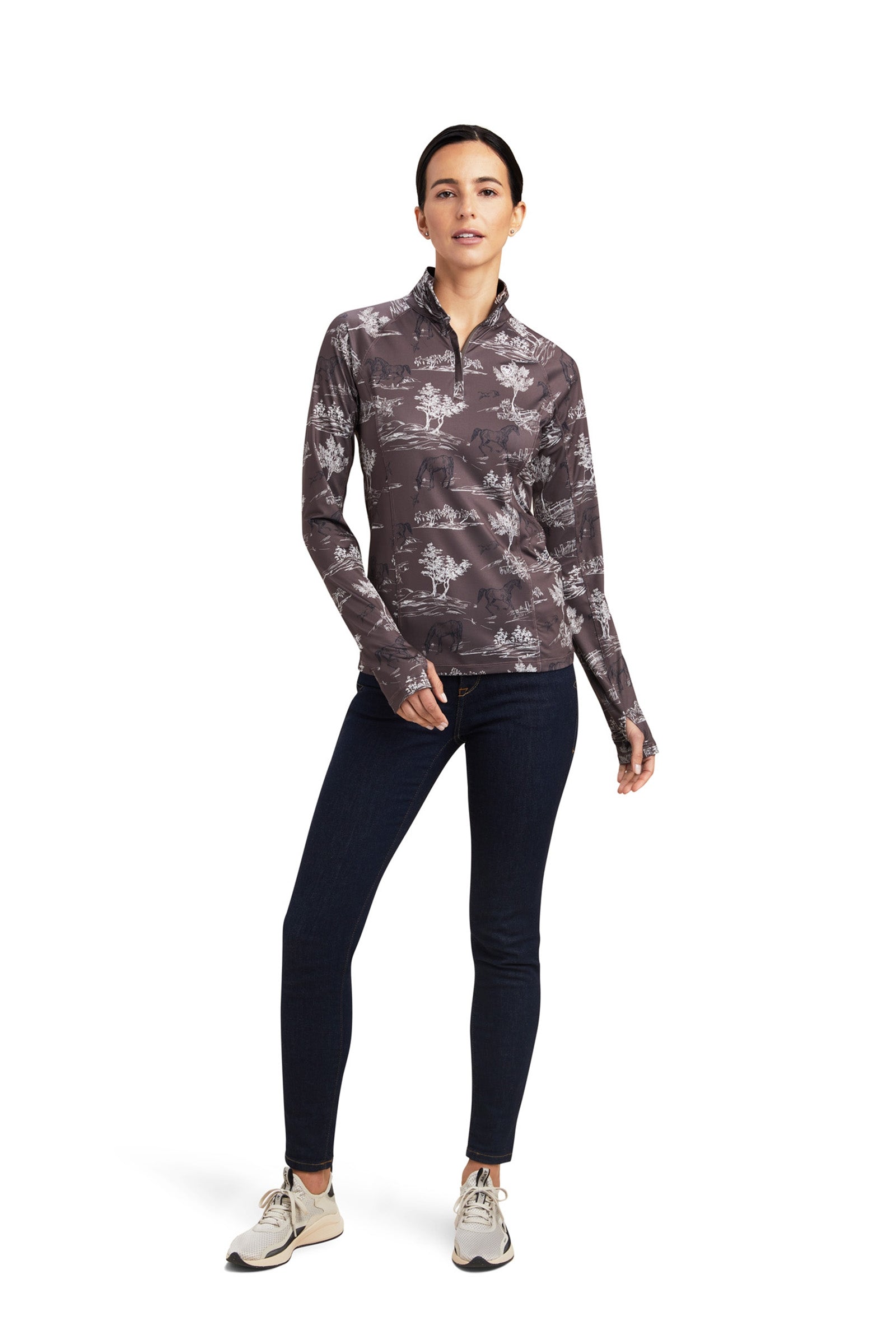 Ariat Lowell 2.0 1/4 Rits Longsleeve Shirt, dames Dames paardrijkleding