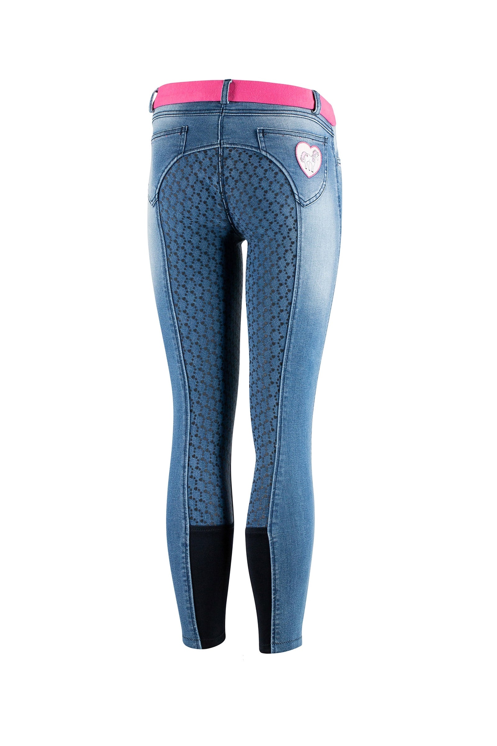 Horze Poppy Denim Siliconen Full Seat Rijbroek, kinderen Kinder paardrijkleding