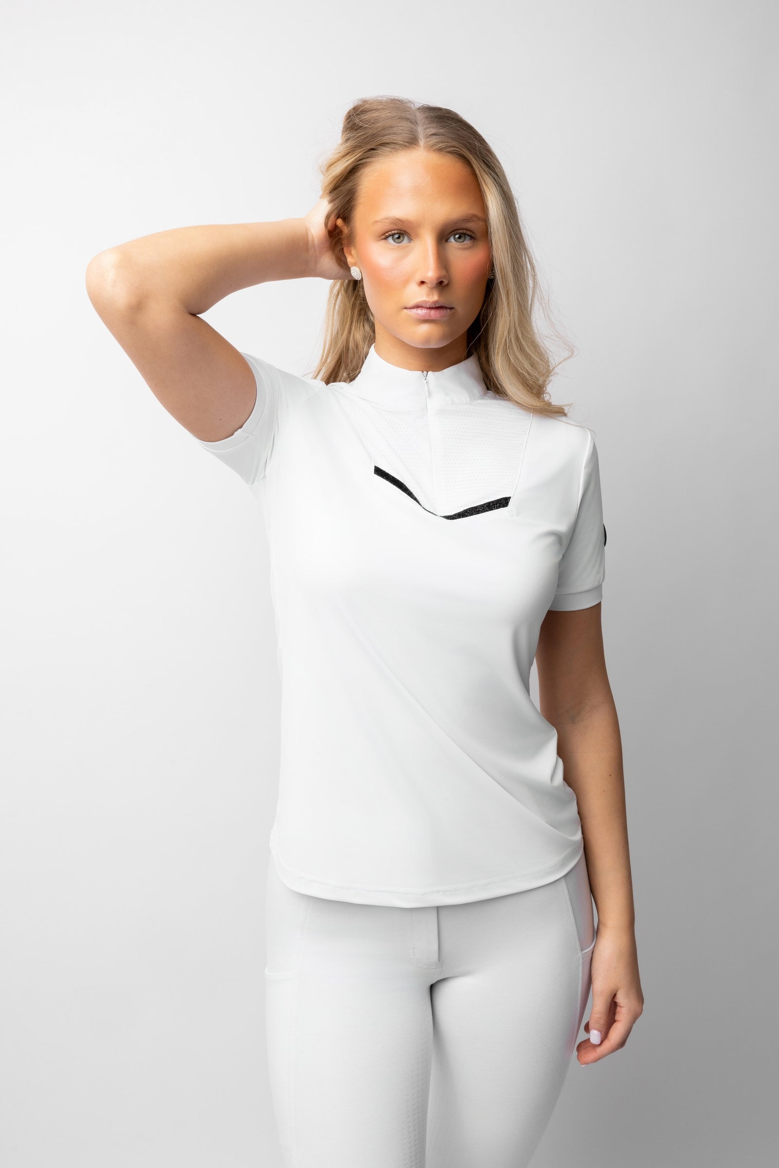 Horze Taylor Dames glinsterend wedstrijdshirt Dames paardrijkleding