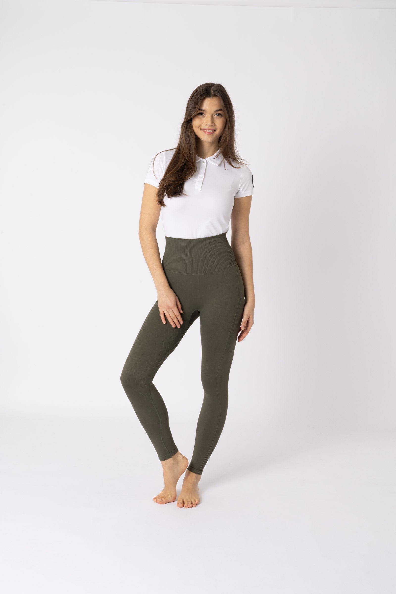 Horze Janine Women's Seamless Full Grip Tights with phone Pocket Womens Breeches