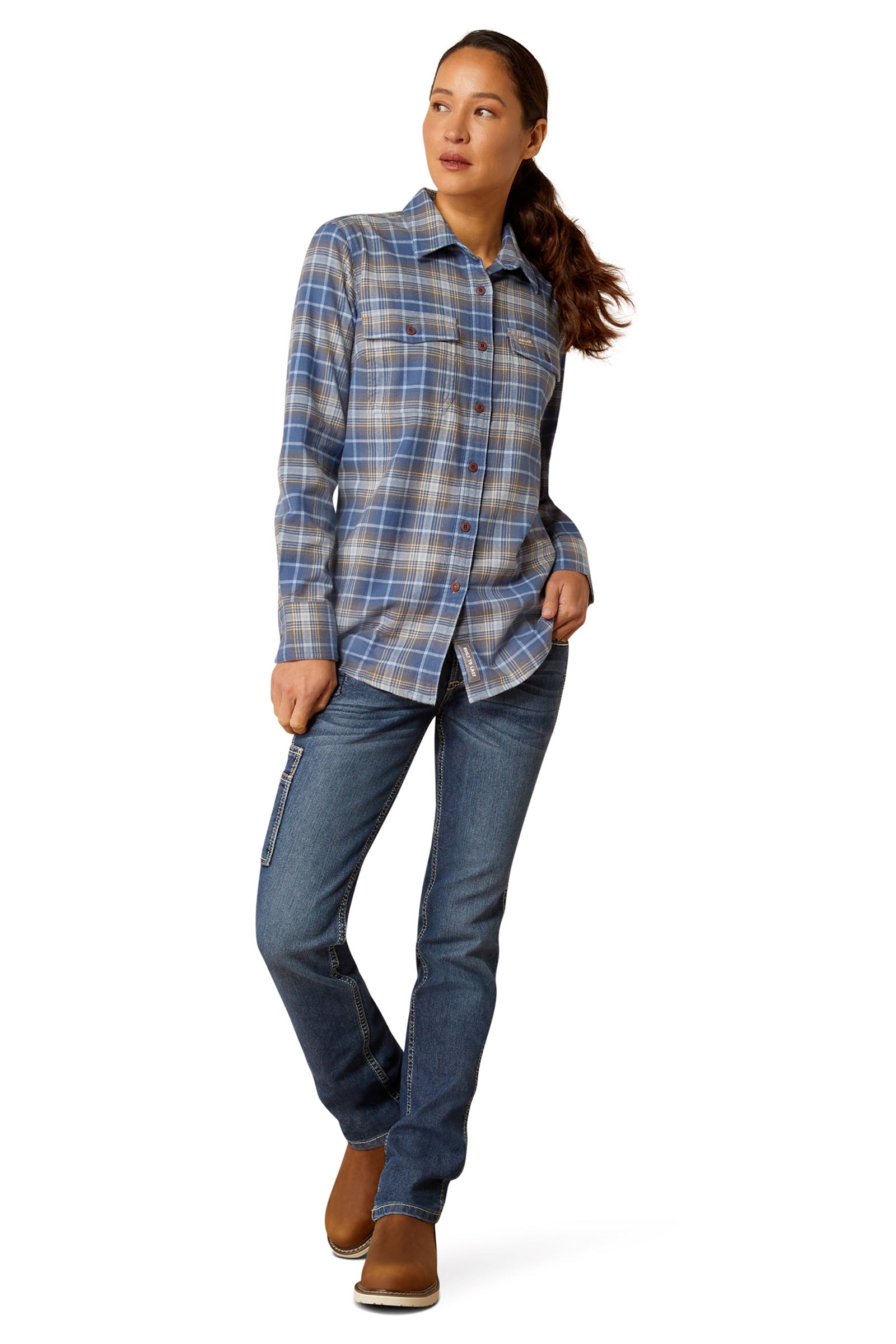Ariat Rebar Flannel DuraStretch shirt met lange mouwen, dames Dames paardrijkleding