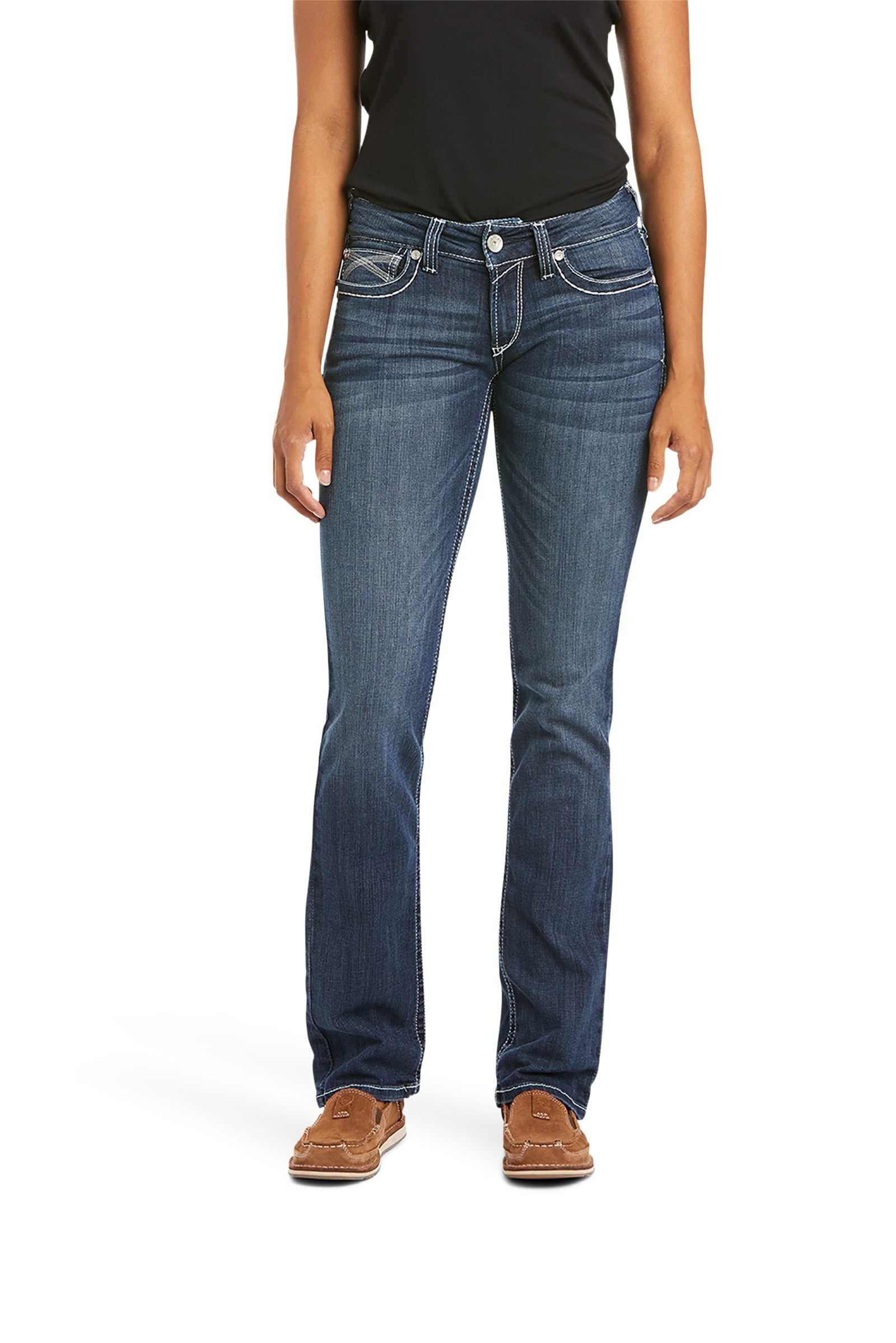 Ariat Women's R.E.A.L. Mid Rise Stretch Ivy Stackable Straight Leg Jeans Womens Breeches