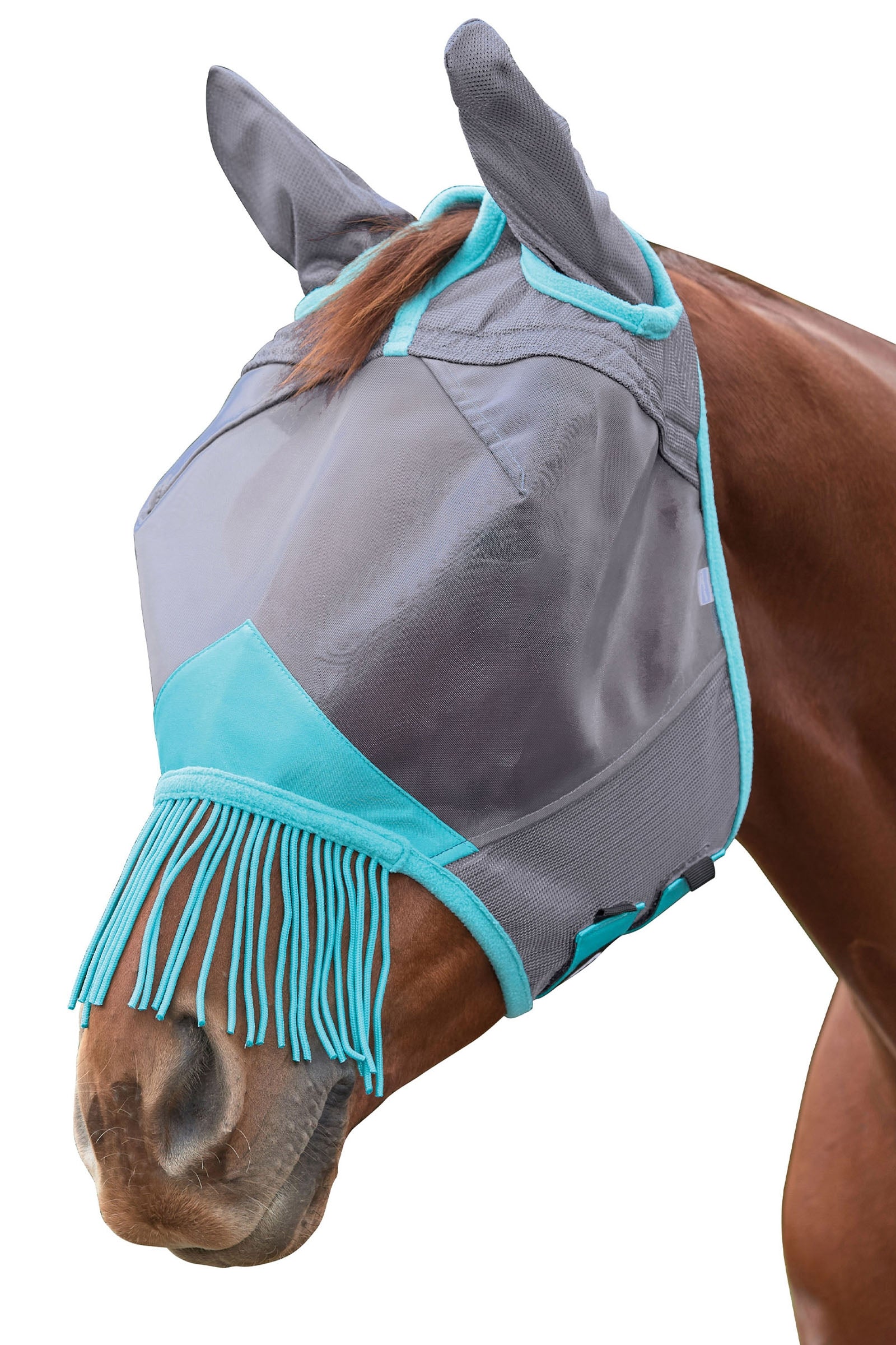 Weatherbeeta Comfitec Deluxe fijnmazig meshmasker met oren en franjes Vliegenbescherming