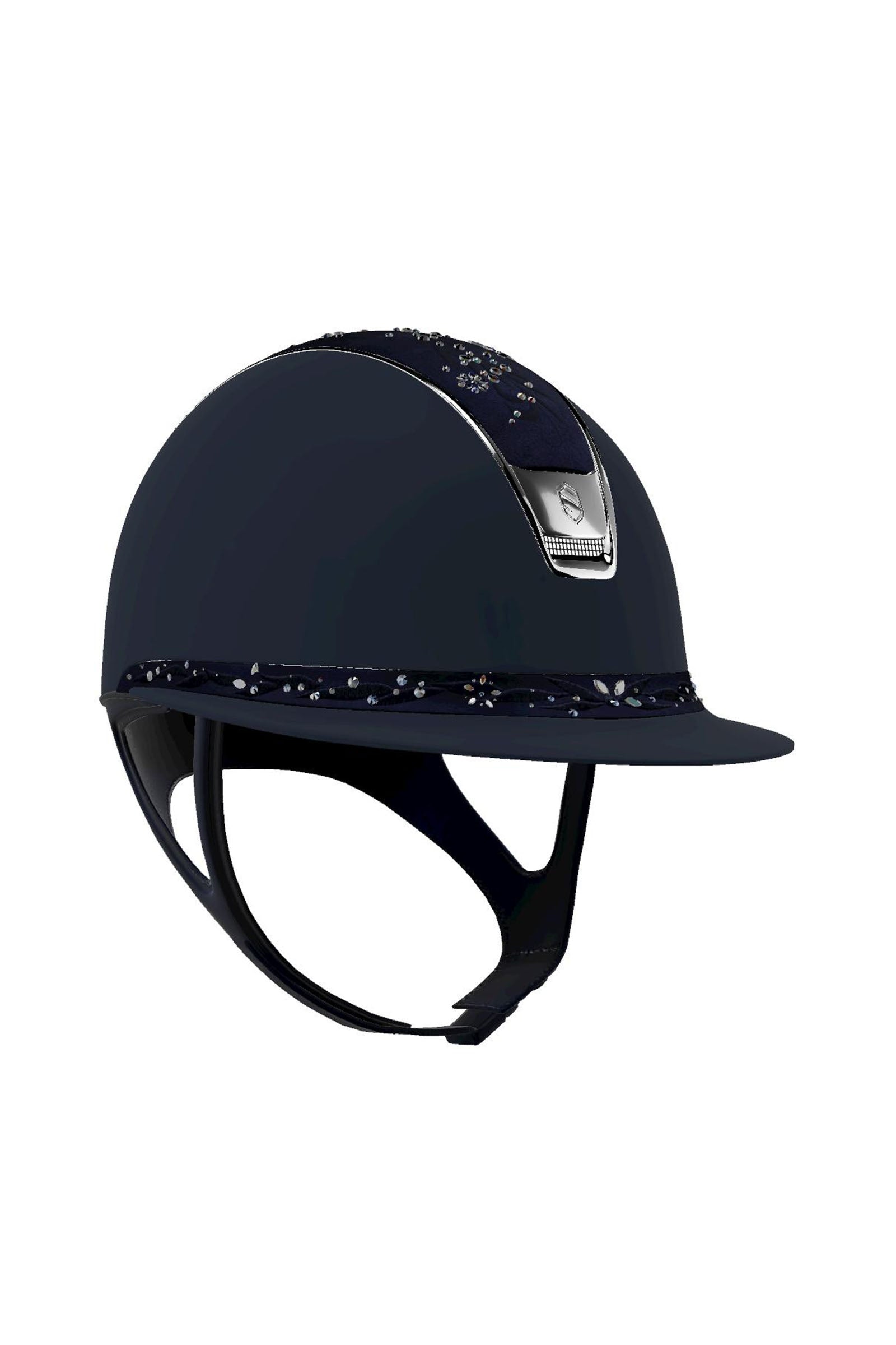 Samshield Miss Shield Shadowmatt met bloemen Swarovski sieraden, chroom 2.0 Paardrijcaps & Bodyprotectors