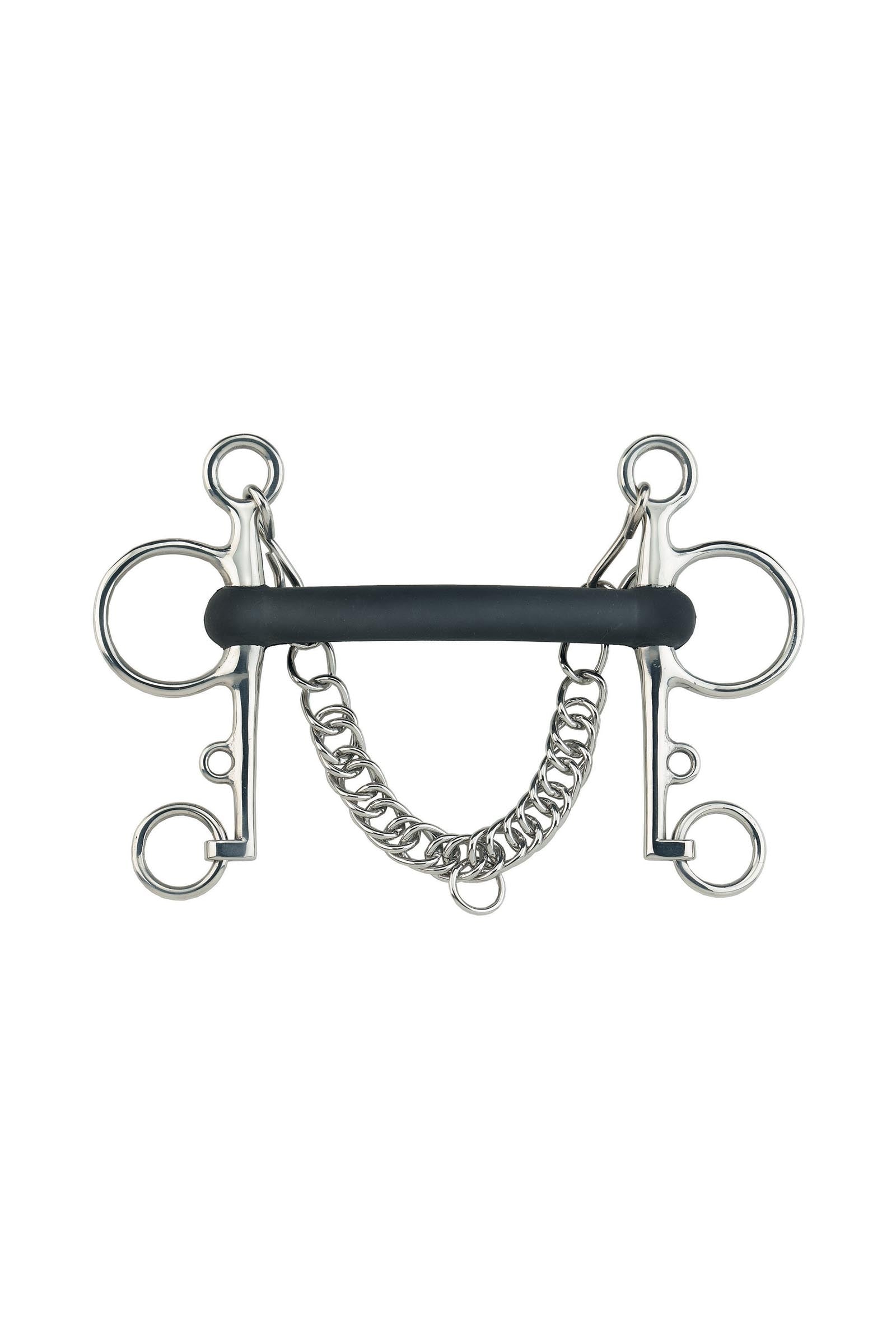 Sprenger pelham, harde rubber stang, 18 mm, roestvrij staal Bitten
