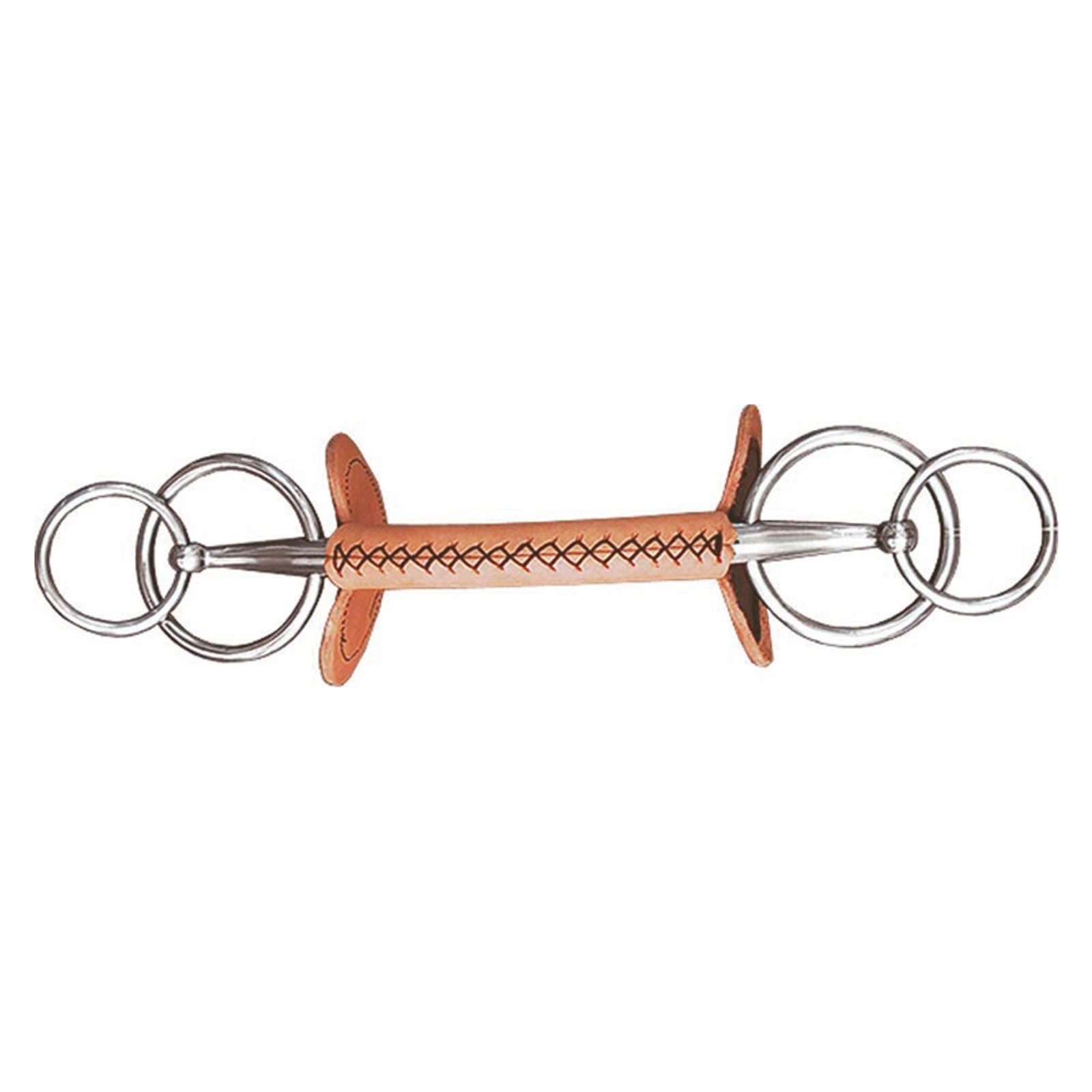 Finntack Extended double-ring bit leather covered, straight Drafsport