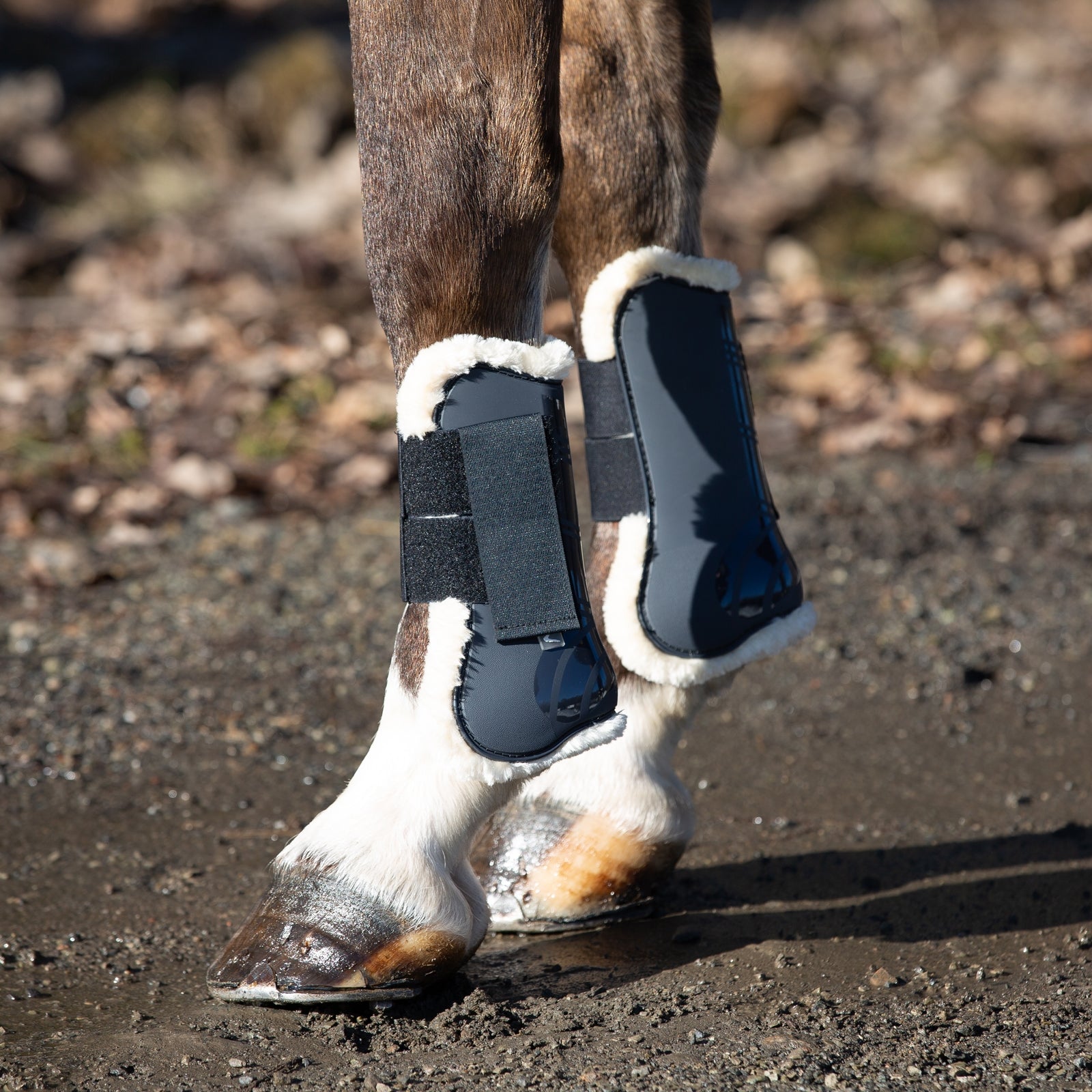Horze Caliber Tendon Boots with Faux Fur Lining Leg & Hoof Protection