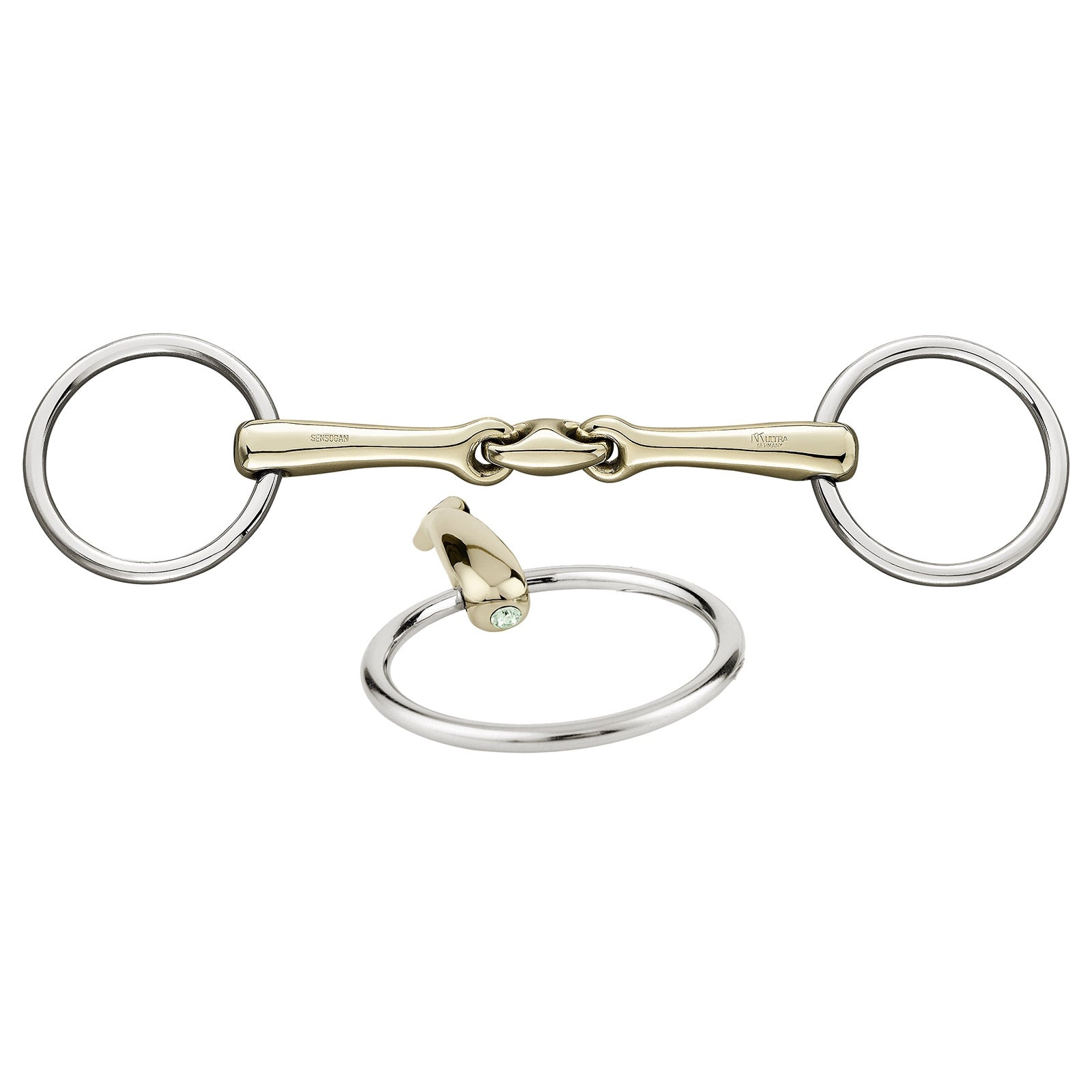 Sprenger KK Ultra Bradoon Bit, Double Jt. 14mm, Sensogan, W. Crystals Horse Bits