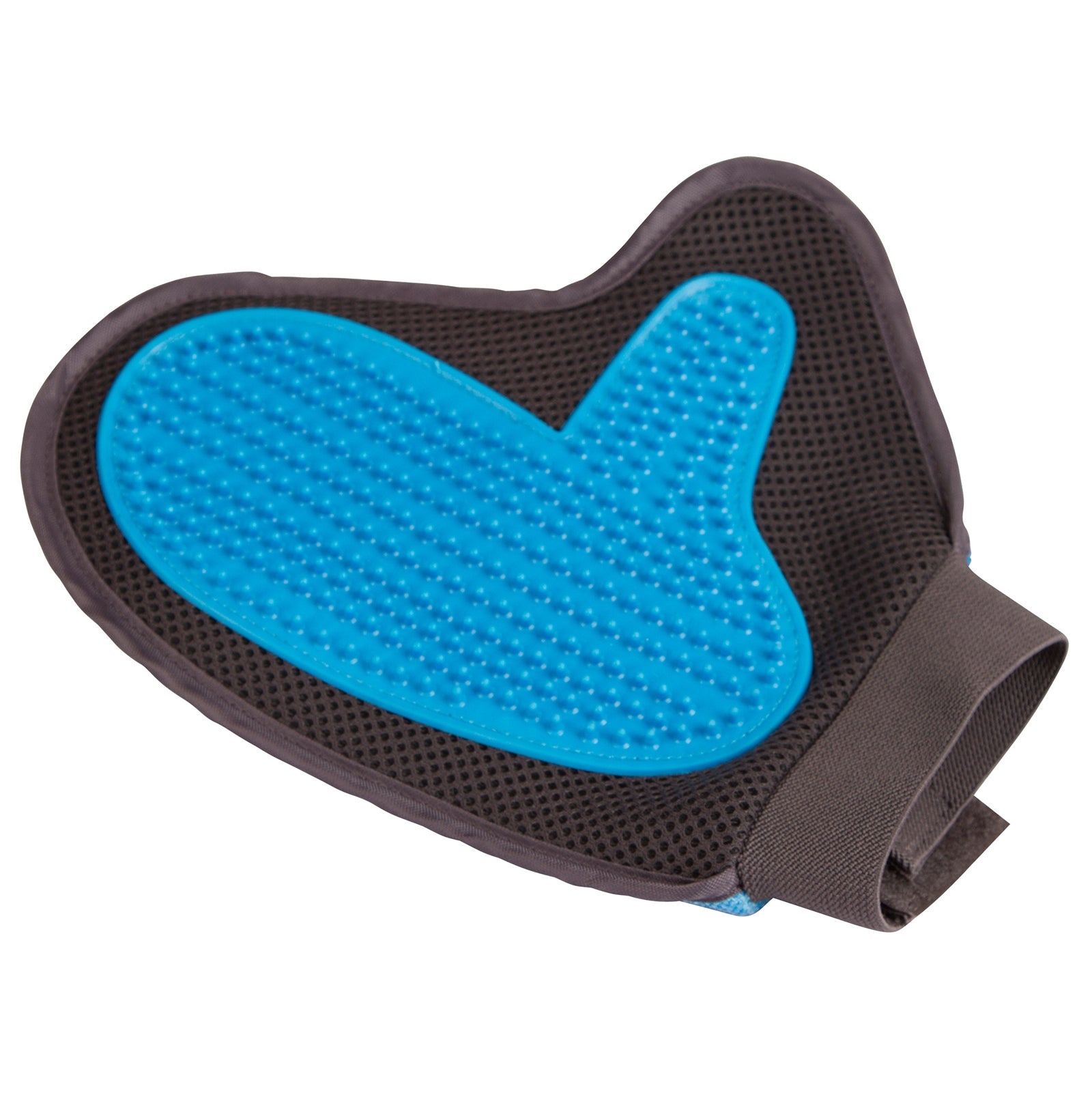 Kerbl Vachtverzorg.- en pluishand-schoen, 23cm, blauw/antraciet Hond