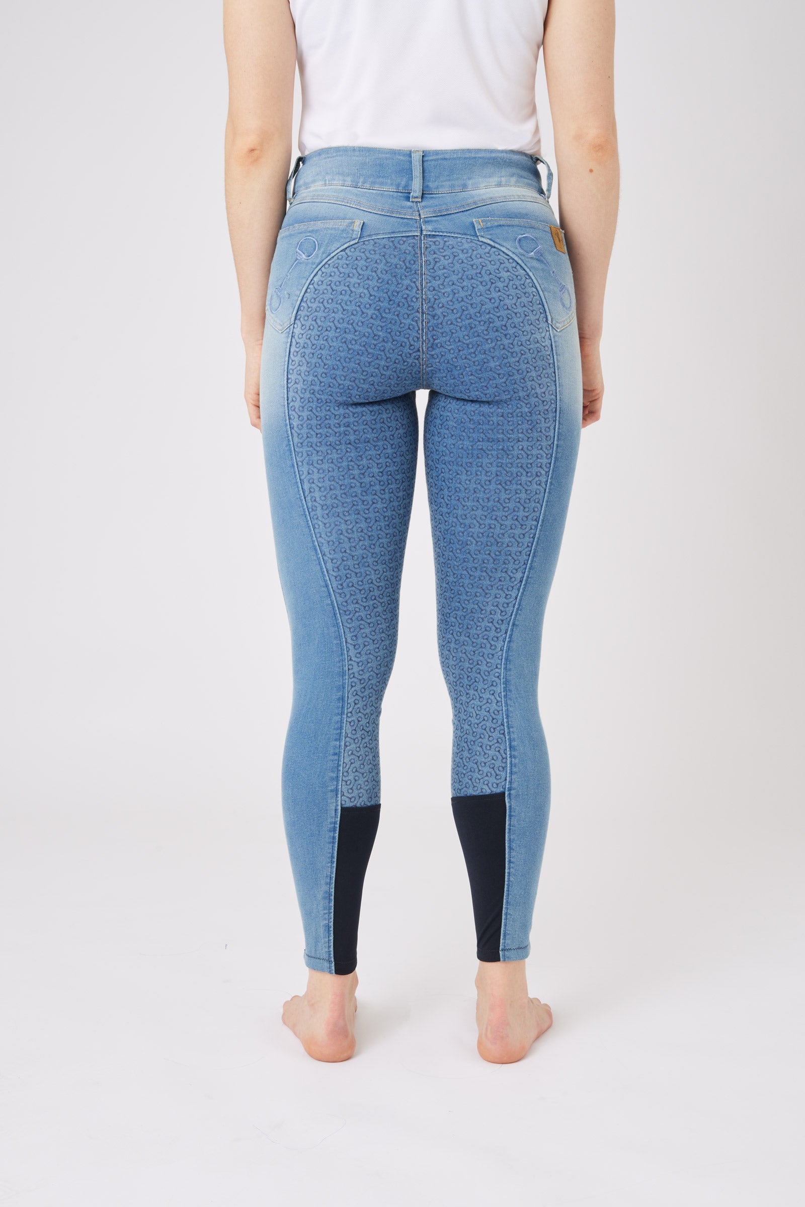 Horze Kaia Women's High Waist Denim Silicone Full Seat Breeches Womens Breeches