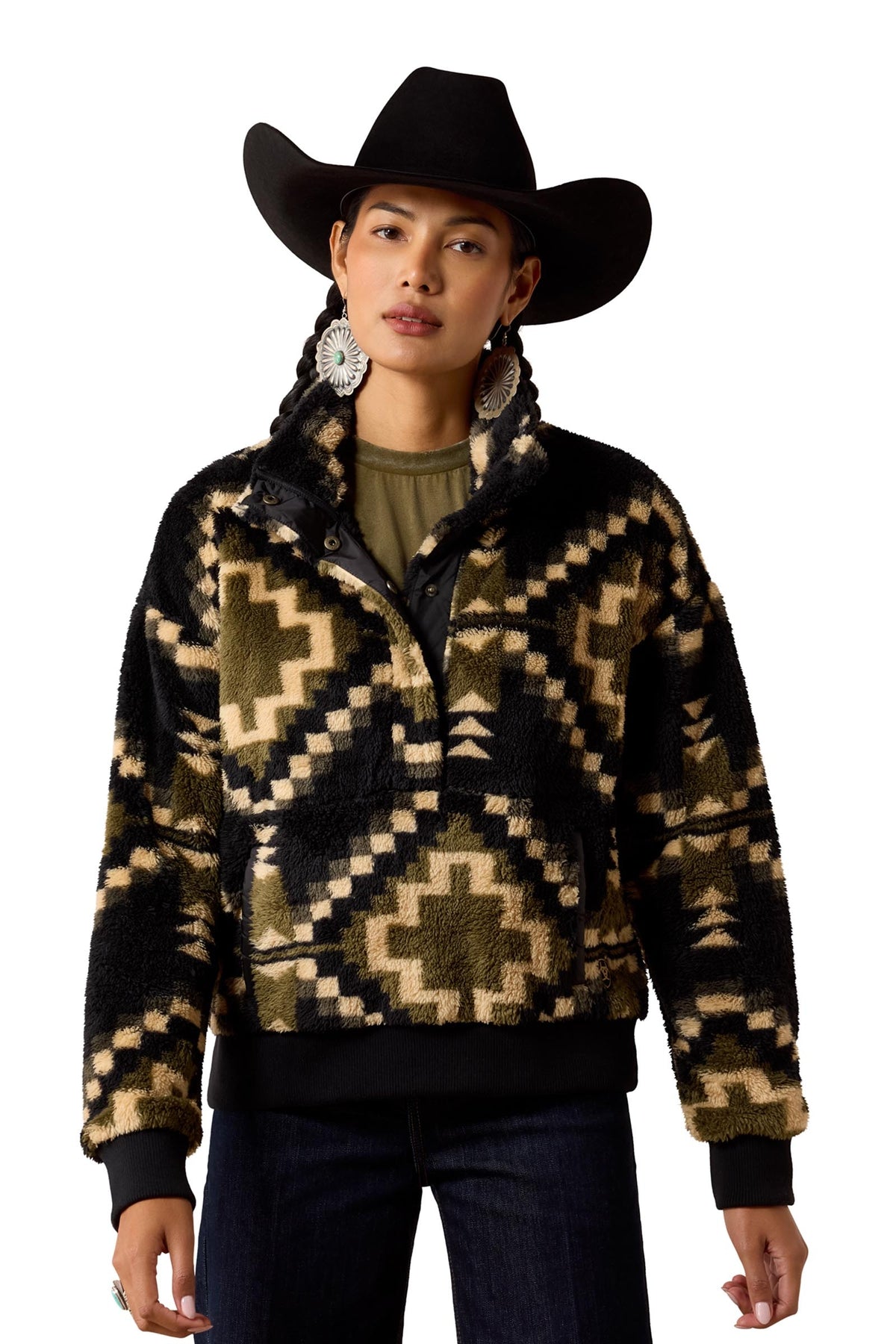 Ariat Berber Snap Dames trui met 1/2 knoopsluiting met drukknopen Dames paardrijkleding