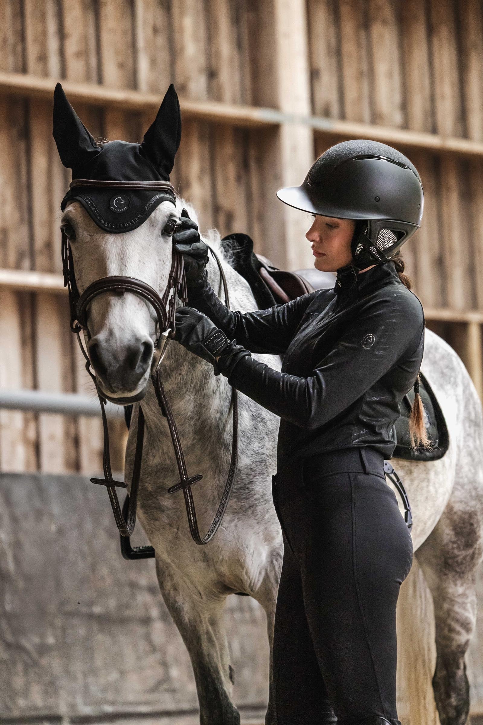 EQUITHÈME Soazy Helmet, Matt With Glossy Insert & Crystal Fabric Top Safety Equipment