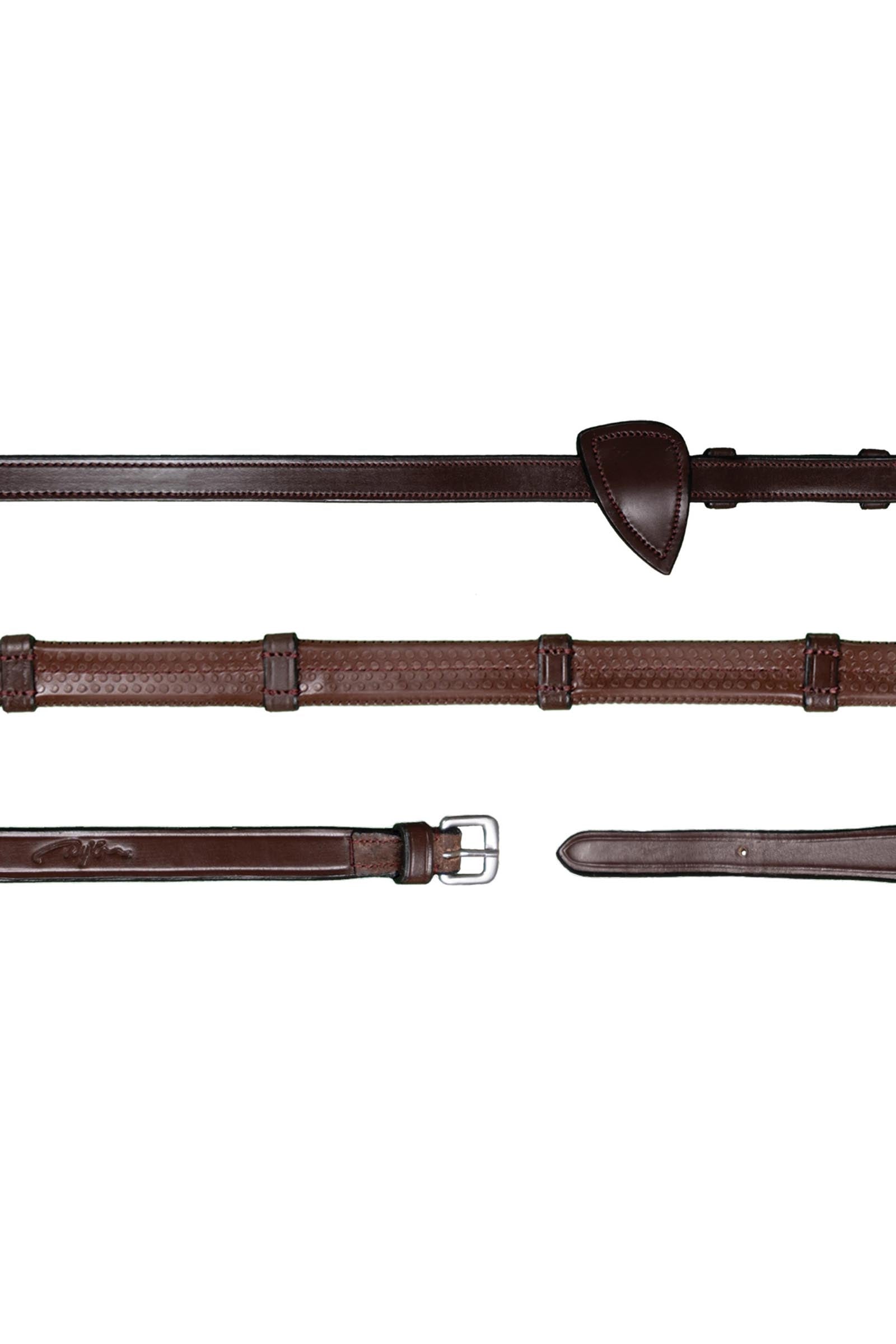 Dy'on New English Collection rubber teugels 13 mm met 7 leren stops Hoofdstellen & Teugels