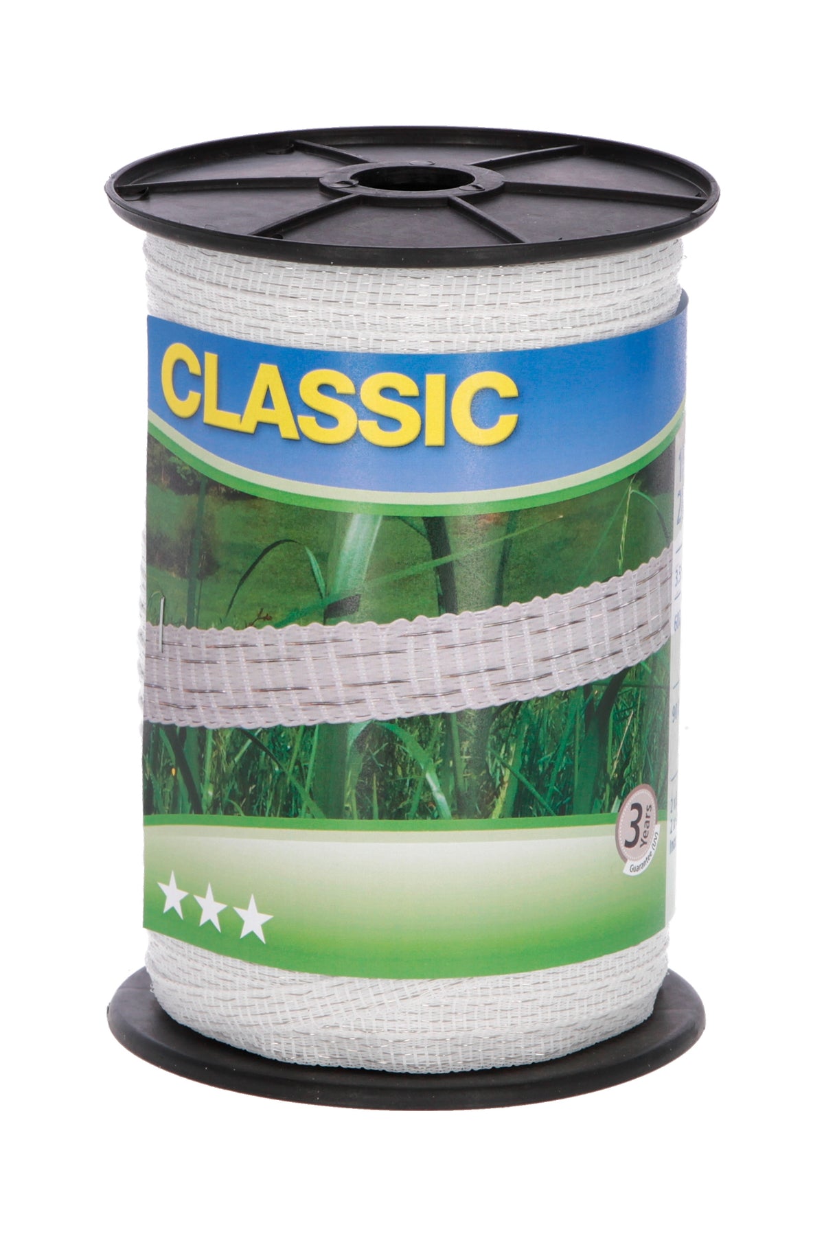 Kerbl Classic Classic schrikdraadlint, 10 mm, wit, 2x0,20+2x0,30 Niro, 200 m Schrikdraad benodigdheden