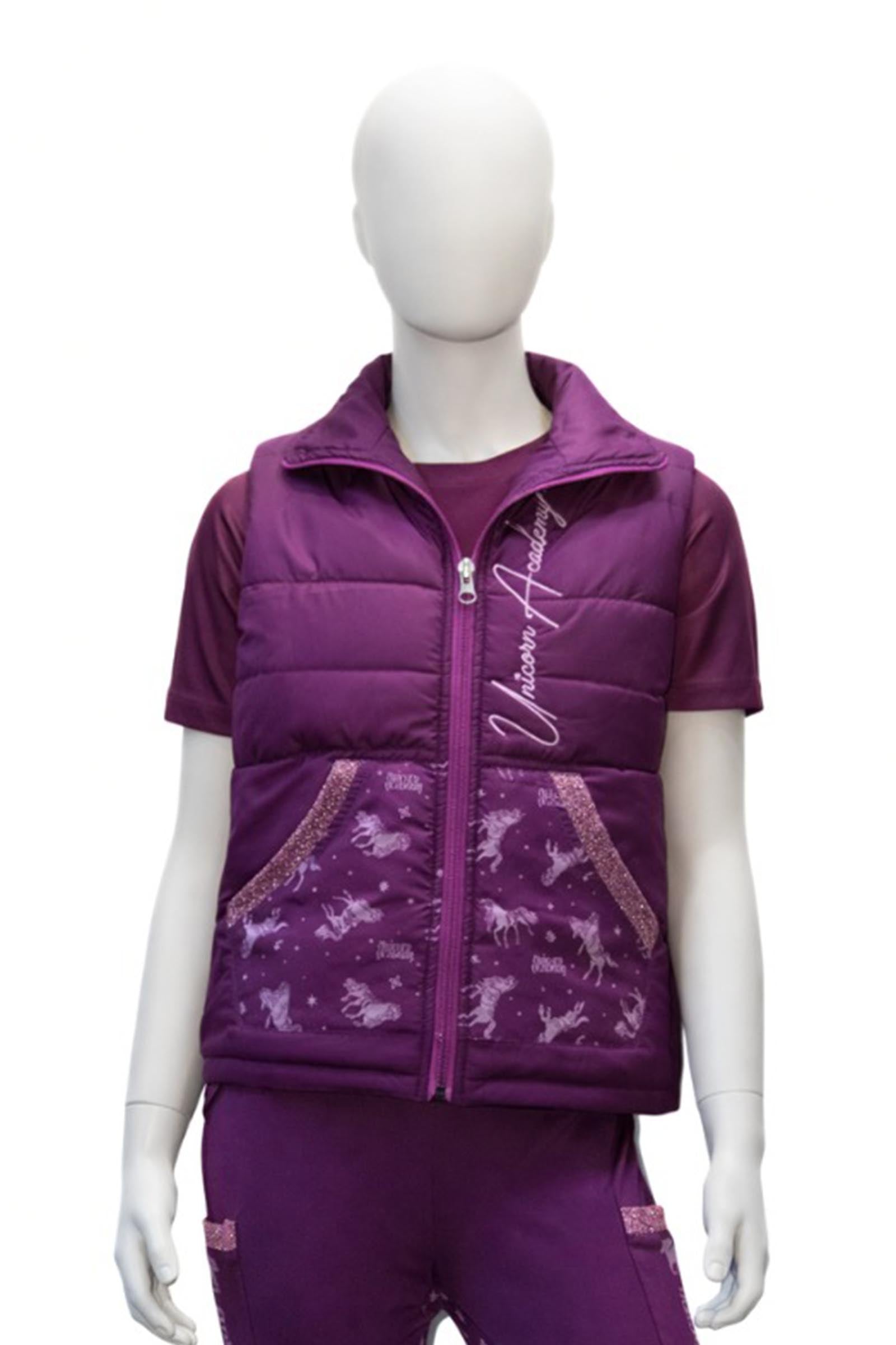 Kavalkade Unicorn Academy kinder licht gevoerd vest met glitter Kinder paardrijkleding