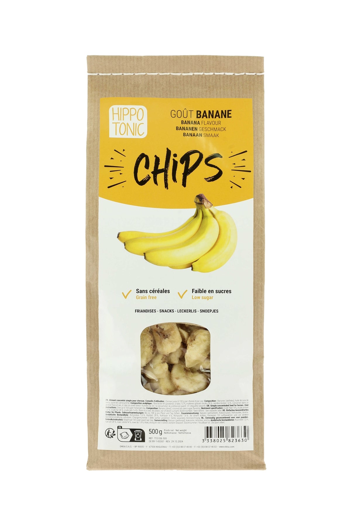 HIPPOTONIC banaan chips voor paarden, 500 g Horse Feed & Nutrition
