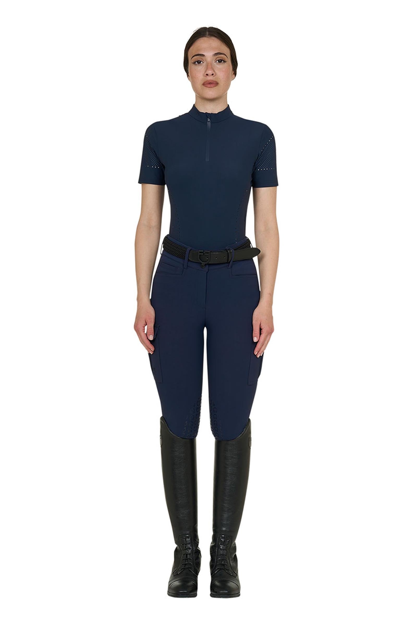 Equestro SS2026 Women's Perforated Training Polo Shirt SS ZIP Women’s Riding Clothing