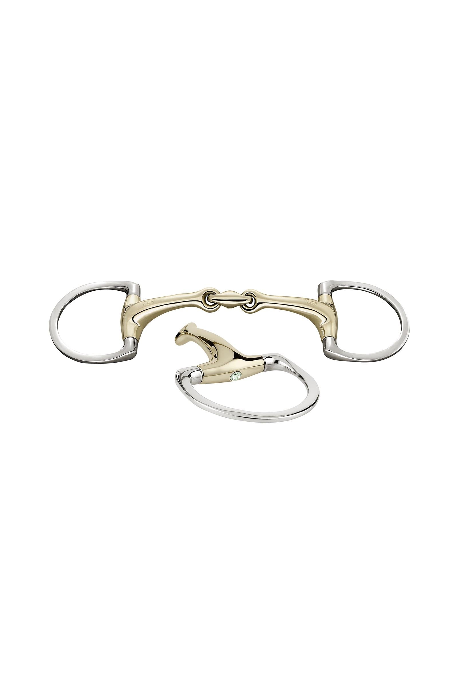 Sprenger Dynamic RS olijvenkopbit D ringen, dubbel gebroken, 16 mm, Sensogan, met kristallen Bitten