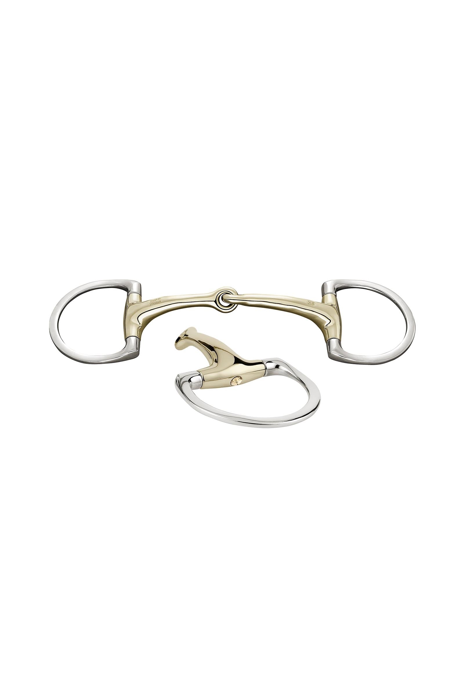 Sprenger Dynamic RS olijvenkopbit D ringen, enkel gebroken, 16 mm, Sensogan, met kristallen Bitten