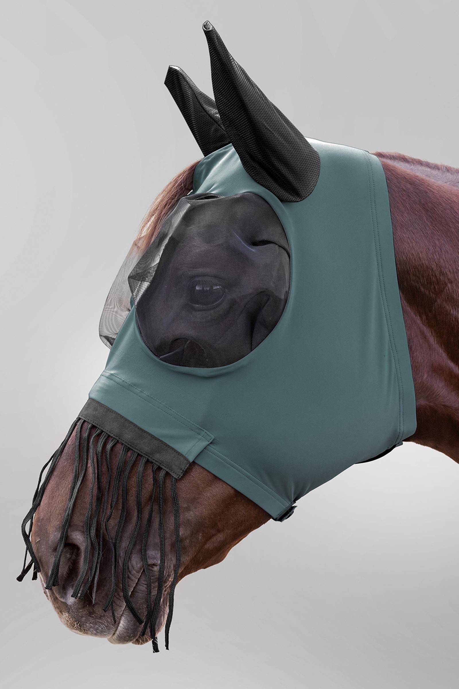 Waldhausen Puck vliegenmasker met rits, neusfranjes en UV-bescherming Vliegenbescherming