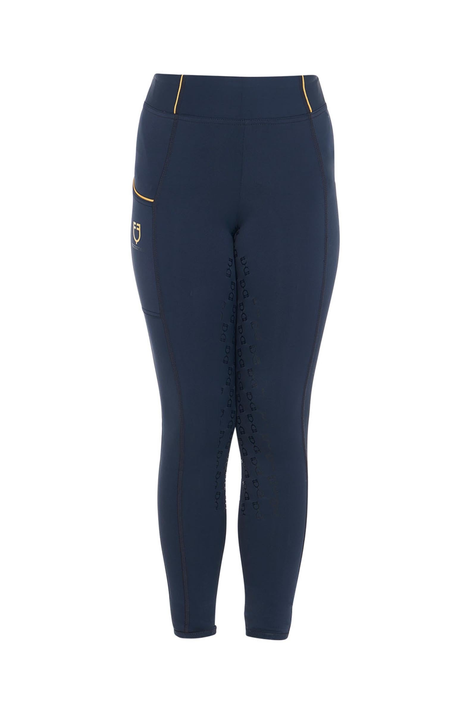 Equestro Girls' Slim Fit Full Grip Leggings With Logo Kids Apparel