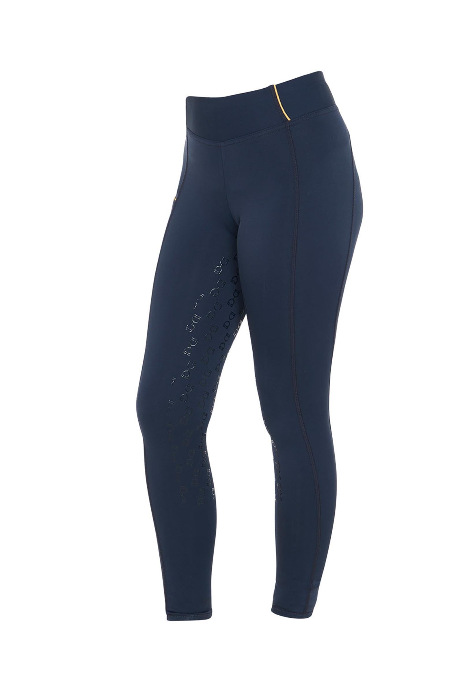 Equestro Girls' Slim Fit Full Grip Leggings With Logo Kids Apparel